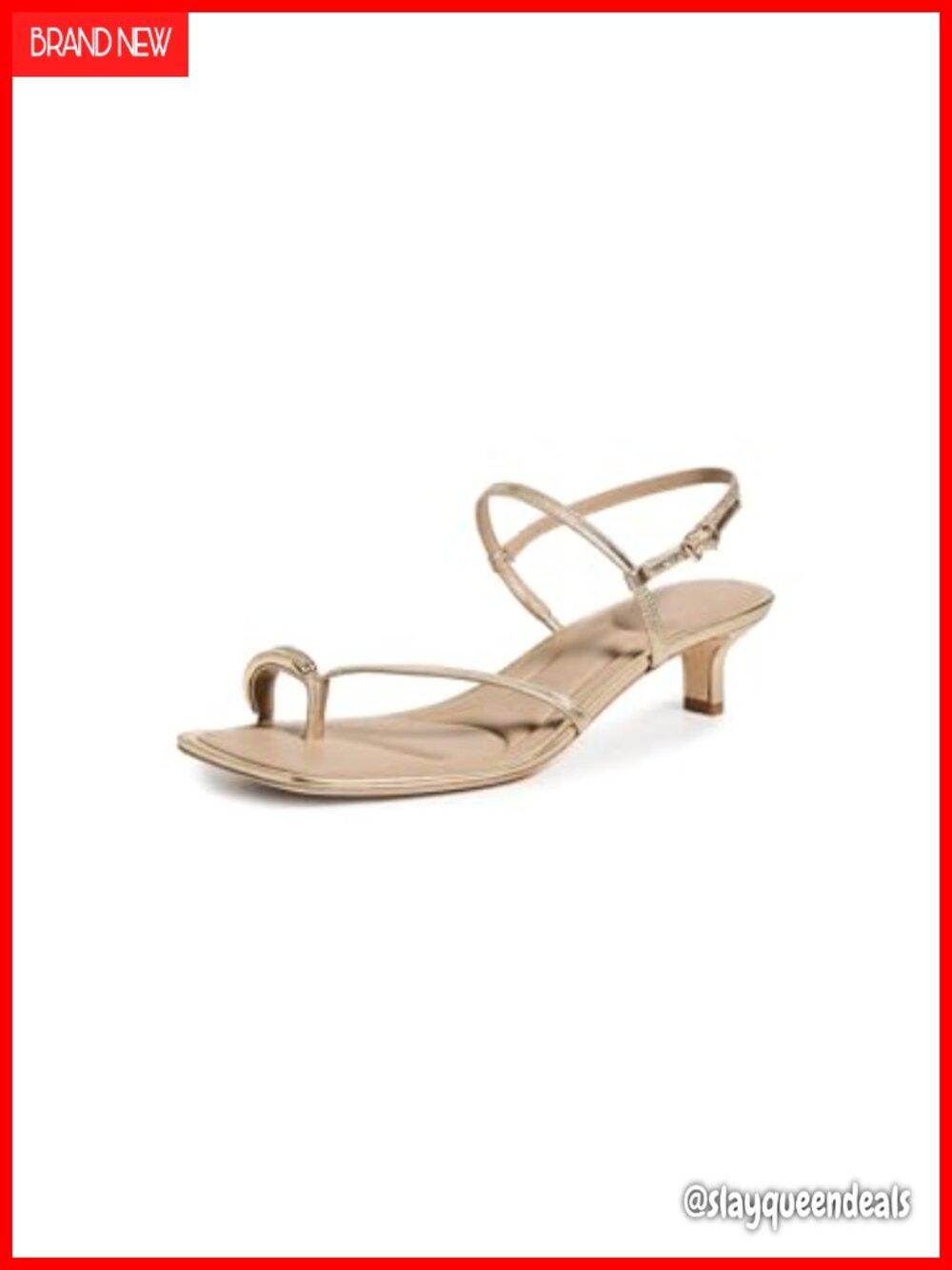 Vince Polli Kitten Heel Strappy Sandals Leather Slide Open Toe